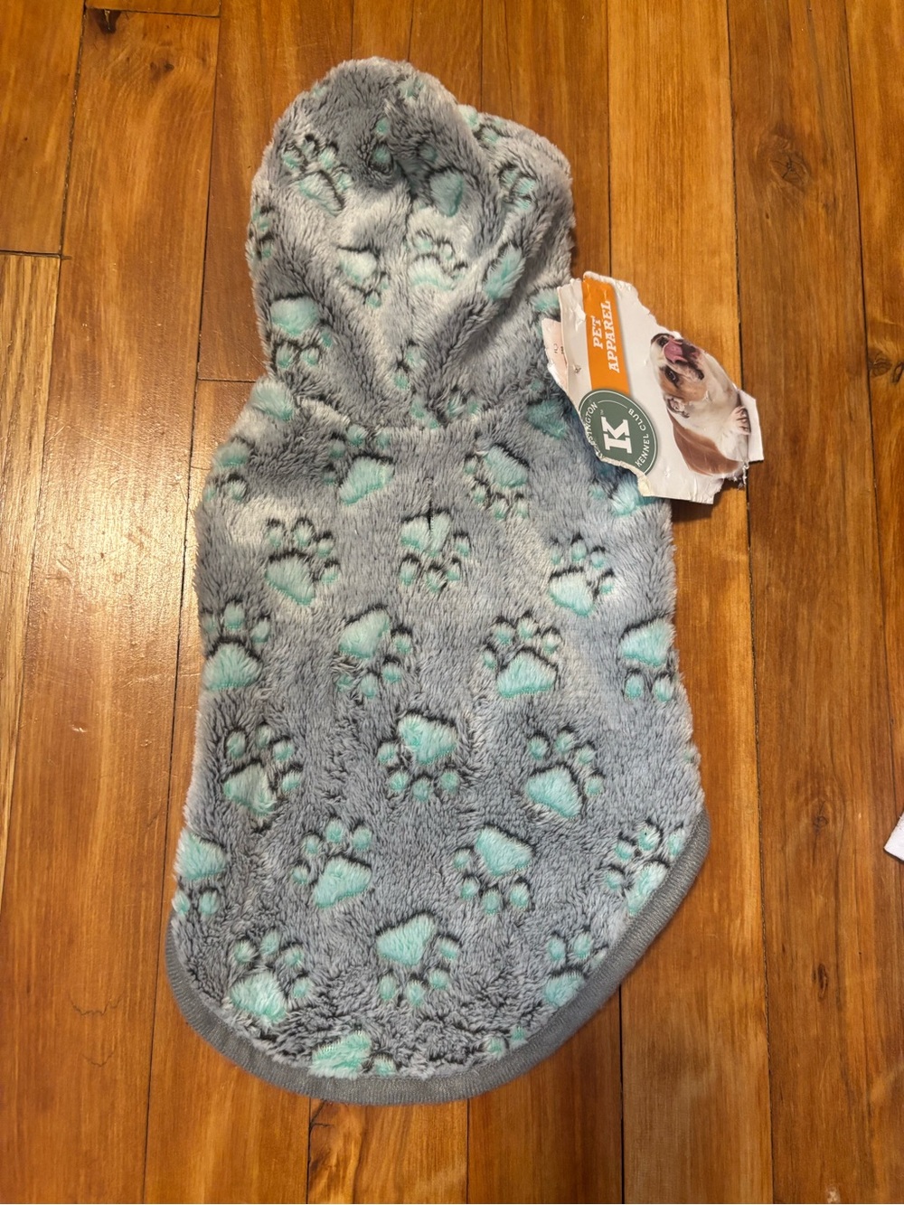 Cozy Grey & Mint Paw-Print Kids Bath Hooded Towel